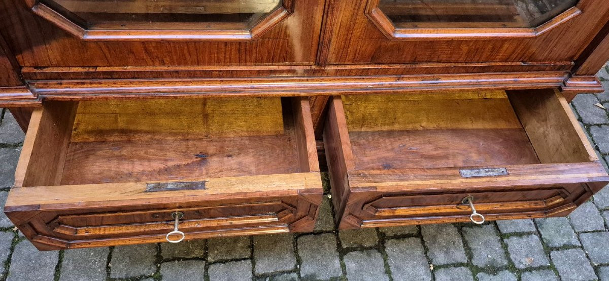 Libreria vetrina antica Luigi Filippo lastronata noce-photo-3