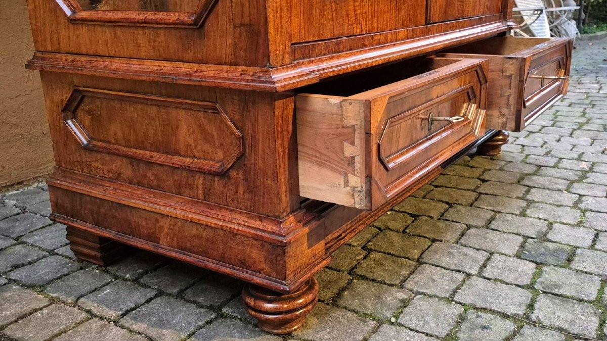 Libreria vetrina antica Luigi Filippo lastronata noce-photo-4