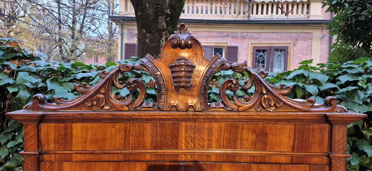 Libreria vetrina antica Luigi Filippo lastronata noce-photo-6