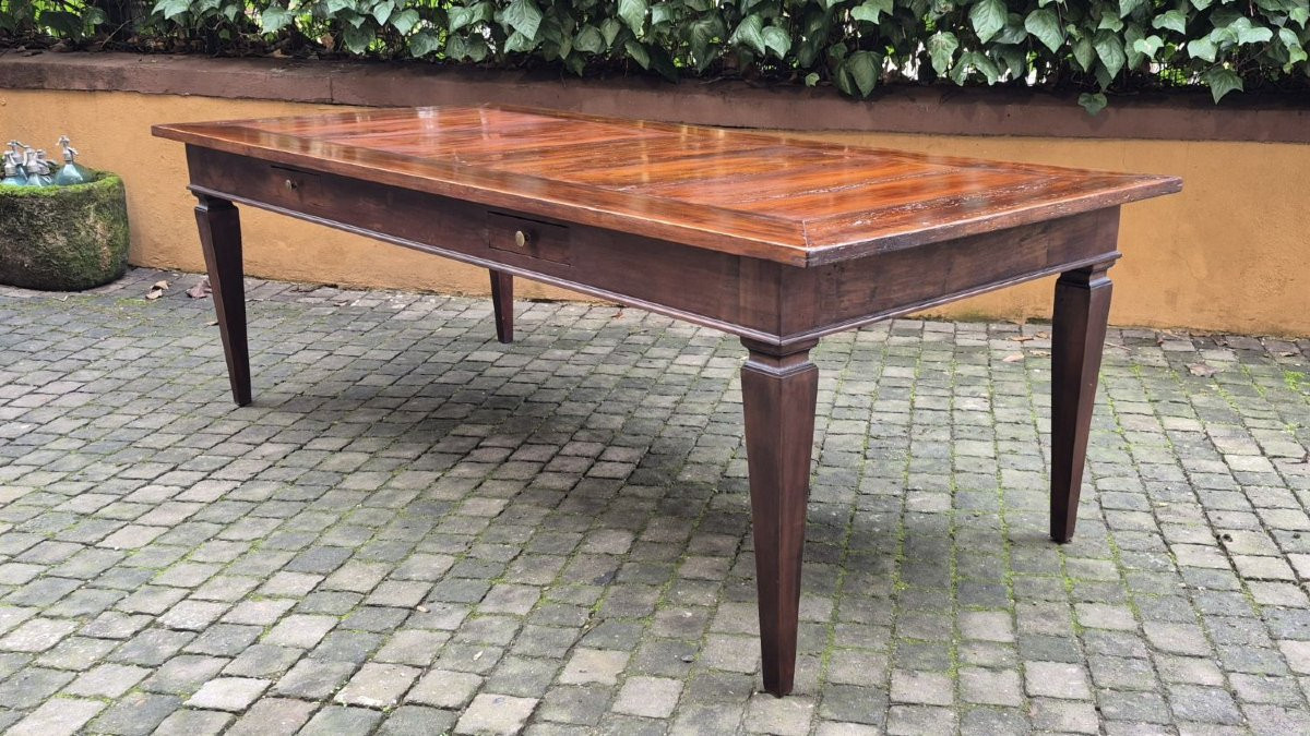 Tavolo da pranzo/riunioni antico emiliano in noce e ciliegio-photo-2