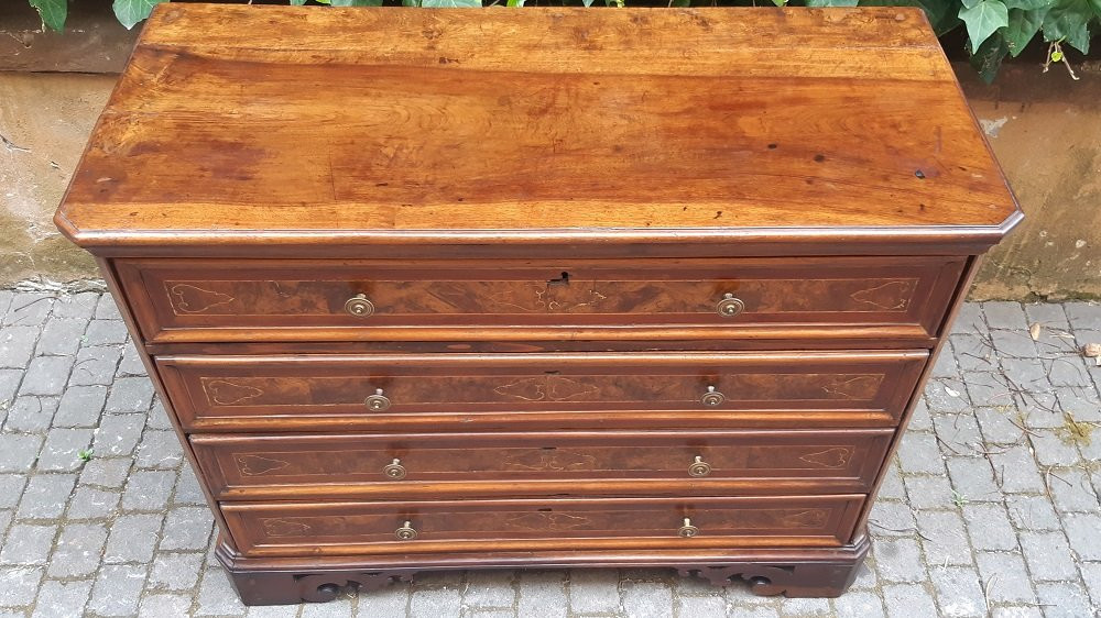 Comò cassettone canterano lombardo lastronato ed intarsiato-photo-3