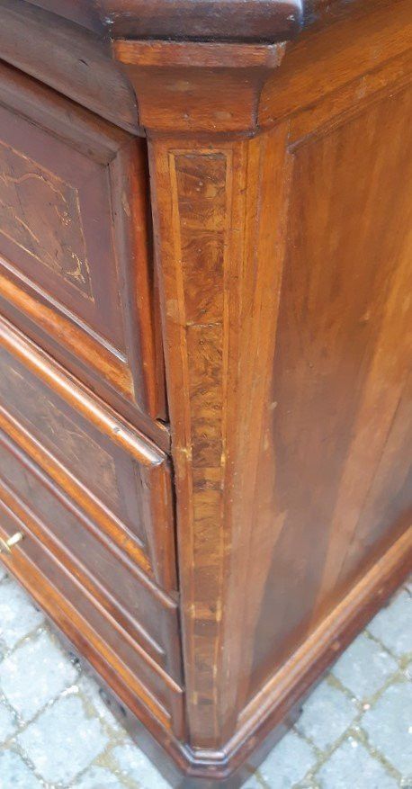 Comò cassettone canterano lombardo lastronato ed intarsiato-photo-2