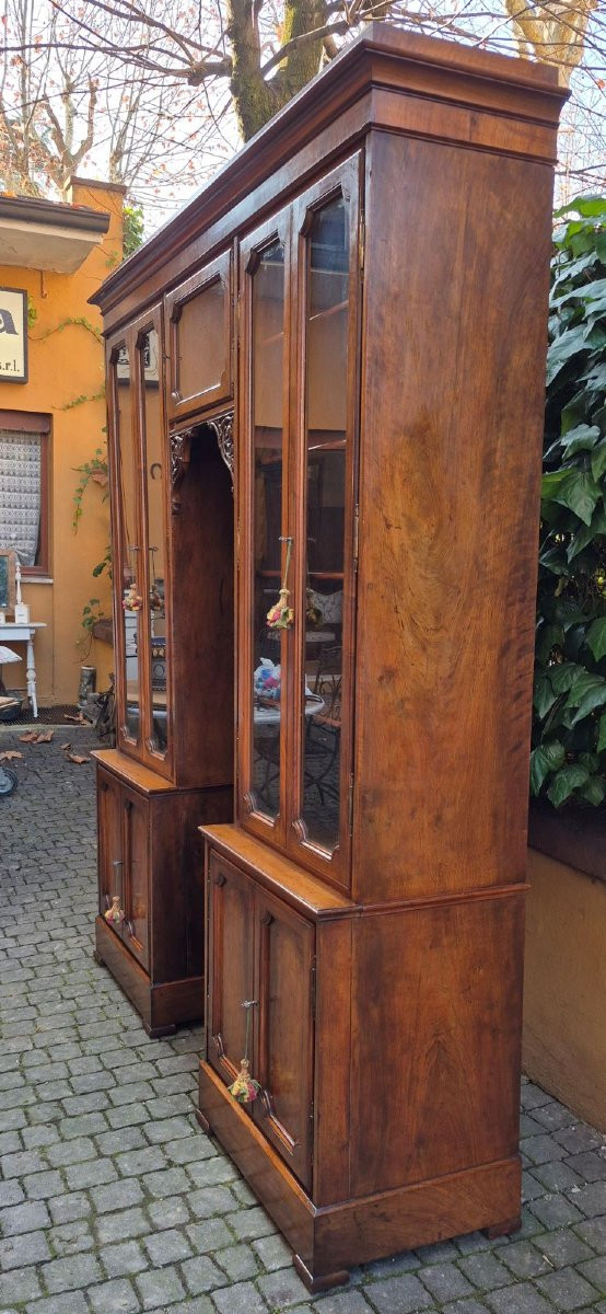 Libreria antica genovese in noce a ponte-photo-3