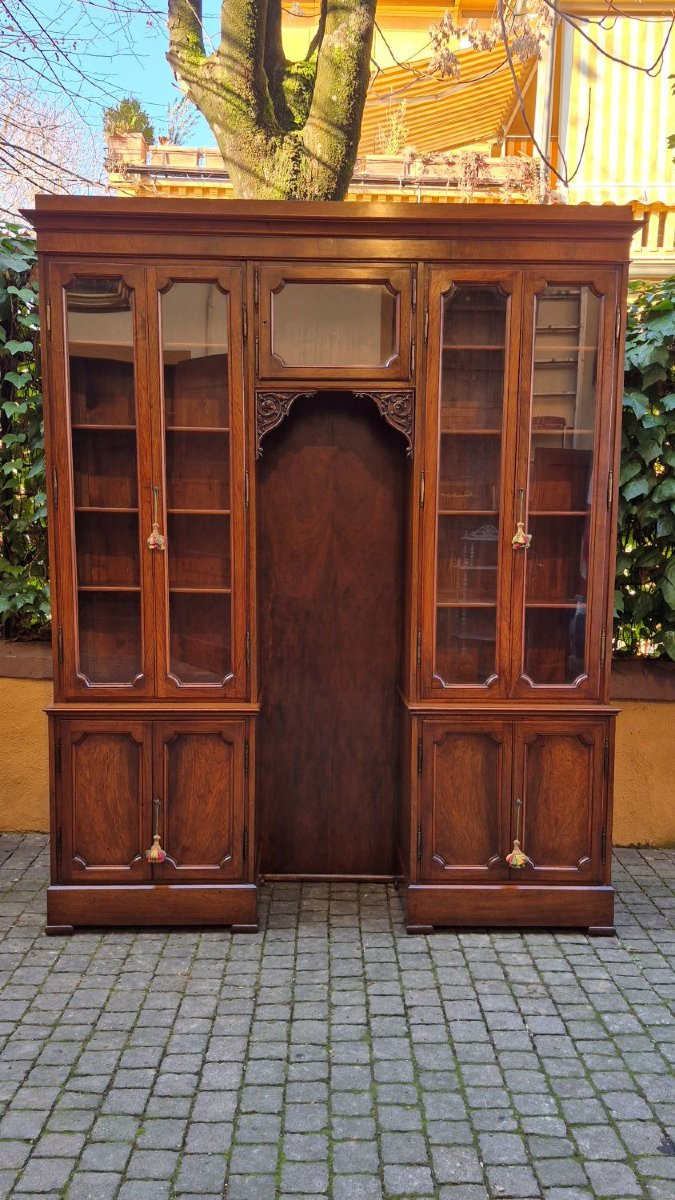 Libreria antica genovese in noce a ponte-photo-2