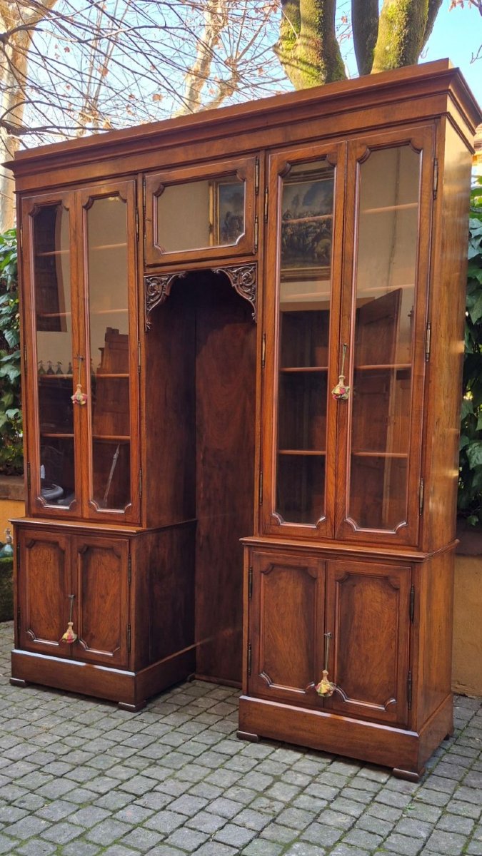 Libreria antica genovese in noce a ponte-photo-3