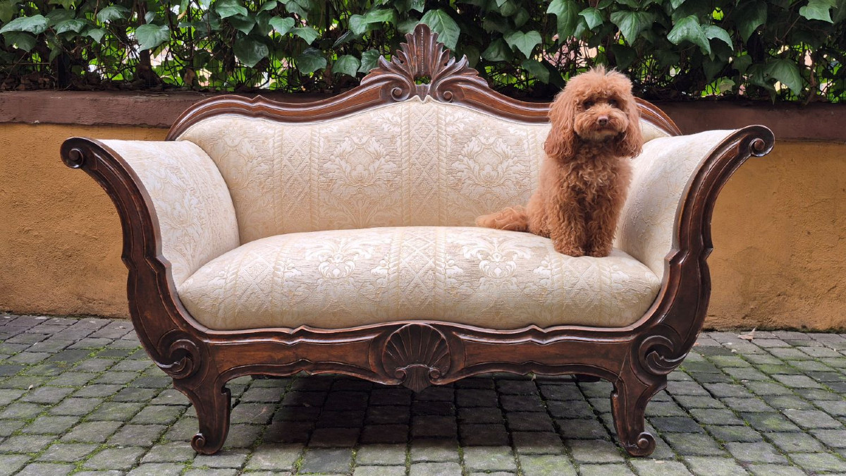 Divano piccolo a barca antico Luigi Filippo