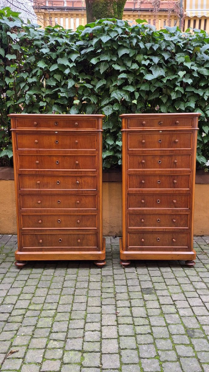 Coppia settimanali lombardi antichi lastronati noce-photo-2