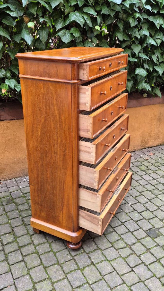 Coppia settimanali lombardi antichi lastronati noce-photo-3