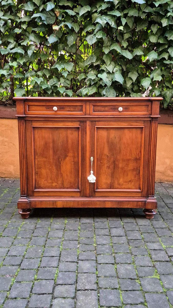 Credenza servante stretta antica emiliana in noce da ingresso-photo-2