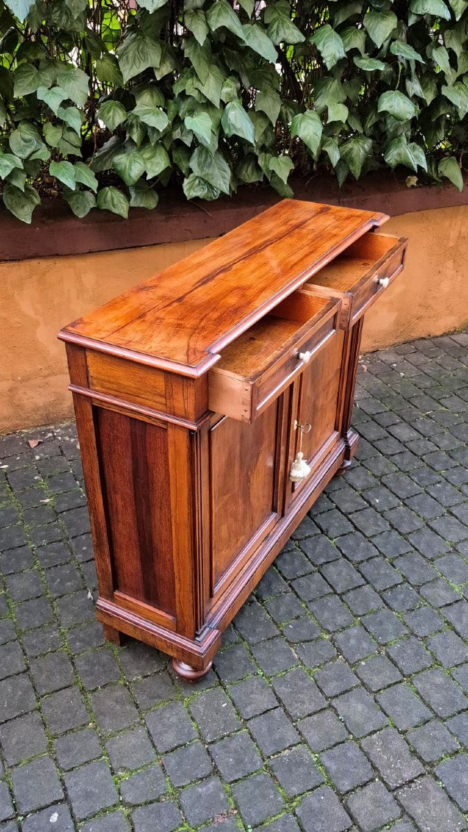 Credenza servante stretta antica emiliana in noce da ingresso-photo-3