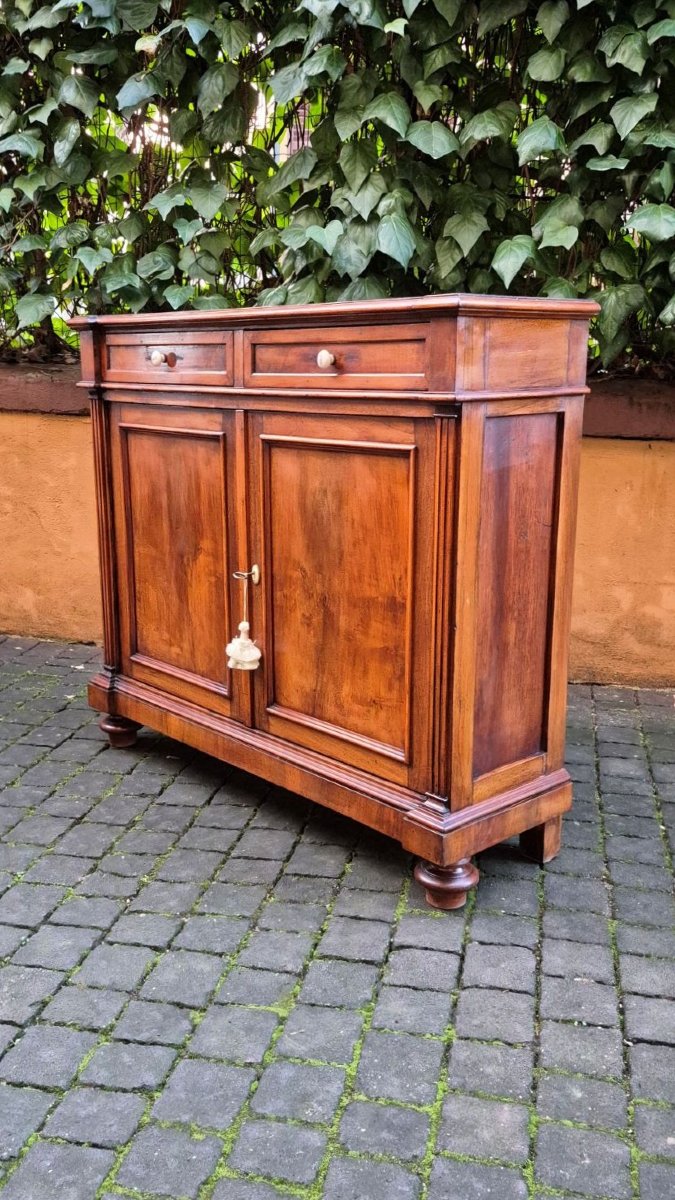 Credenza servante stretta antica emiliana in noce da ingresso-photo-4