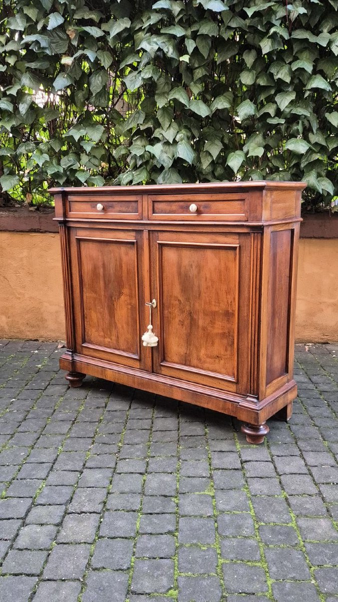 Credenza servante stretta antica emiliana in noce da ingresso-photo-3