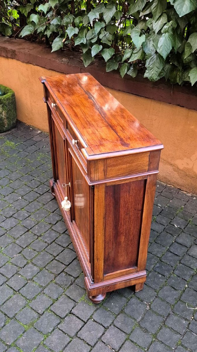 Credenza servante stretta antica emiliana in noce da ingresso-photo-4