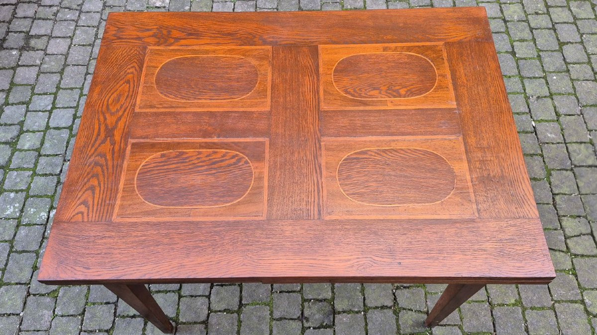 Tavolo allungabile a tiro antico dell'800 con filetti geometrici-photo-4