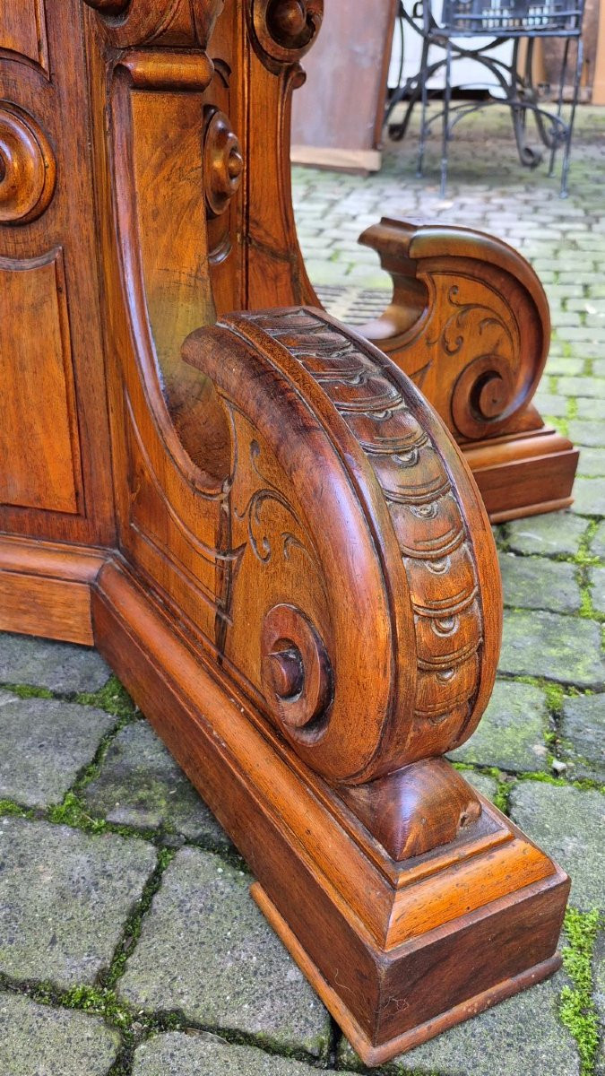 Tavolo tondo antico allungabile in noce mt 2,7-photo-4