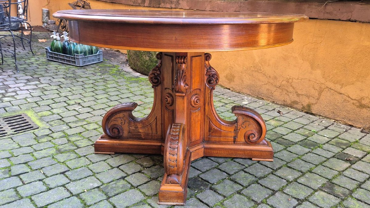 Tavolo tondo antico allungabile in noce mt 2,7-photo-5