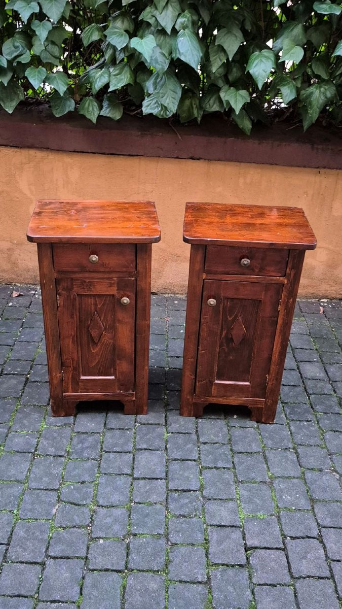 Coppia di comodini antichi con losanga dell'800-photo-1