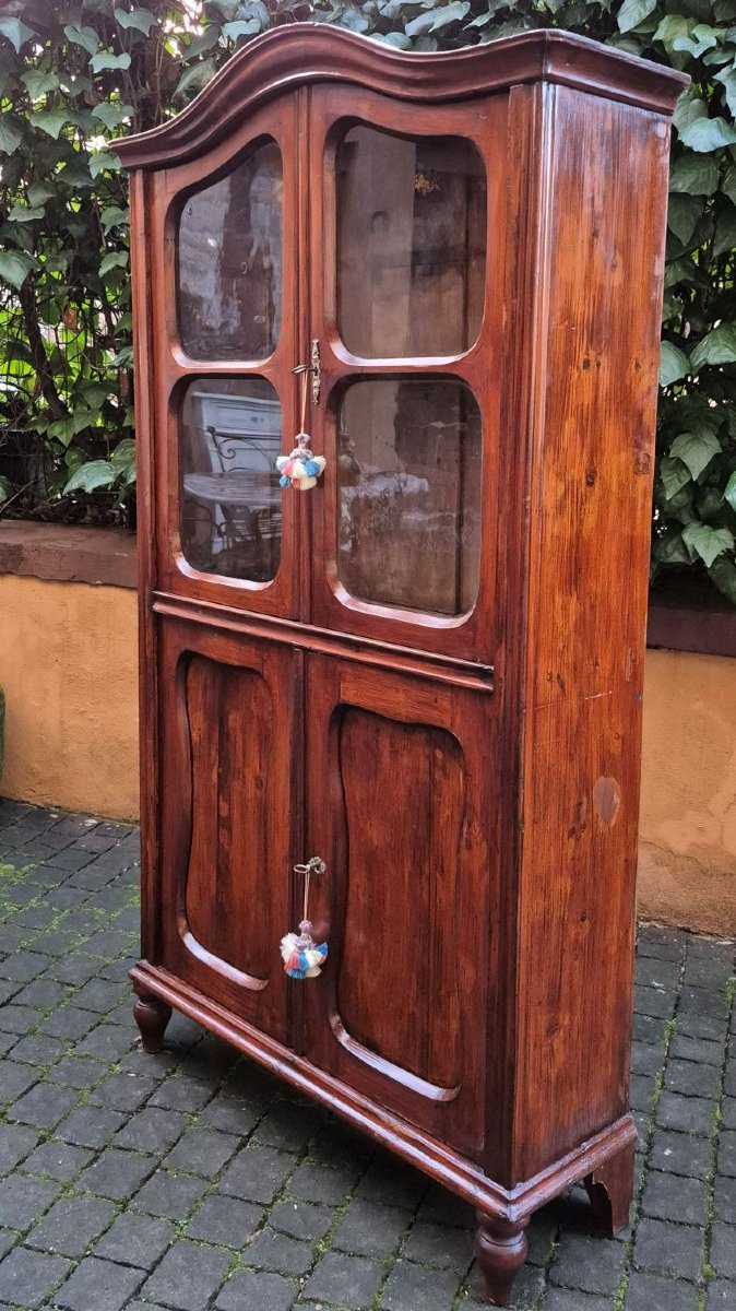 Vetrina dispensa stretta antica dell'800 a quattro sportelli-photo-1