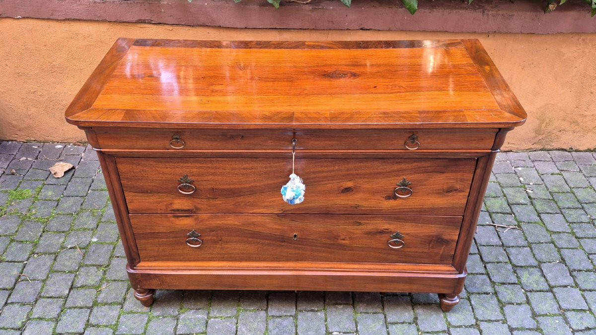 Comò cassettone cappuccino antico in noce con la gola-photo-2