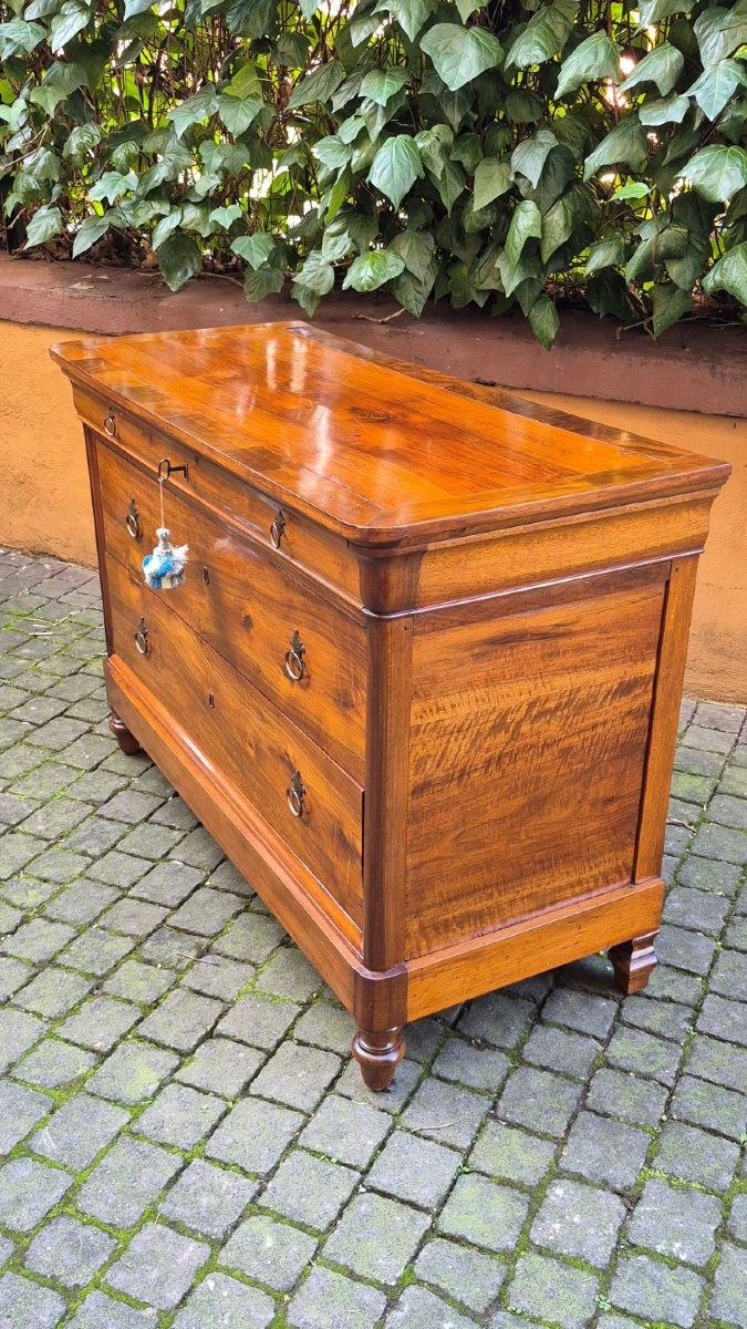 Comò cassettone cappuccino antico in noce con la gola-photo-4