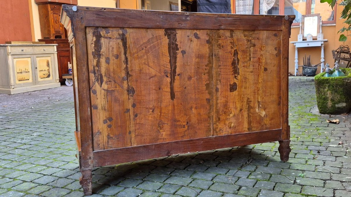 Comò cassettone cappuccino antico in noce con la gola-photo-3