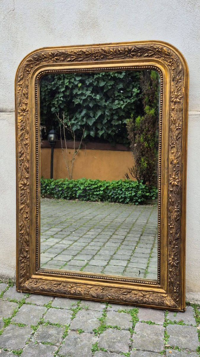 Specchiera a vassoio antica dorata cornice decorata-photo-1