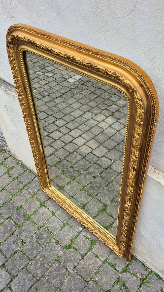 Specchiera antica a vassoio dorata cornice decorata-photo-1