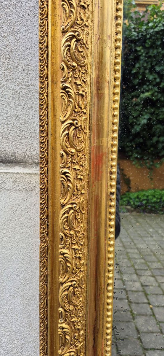 Specchiera antica a vassoio dorata cornice decorata-photo-3