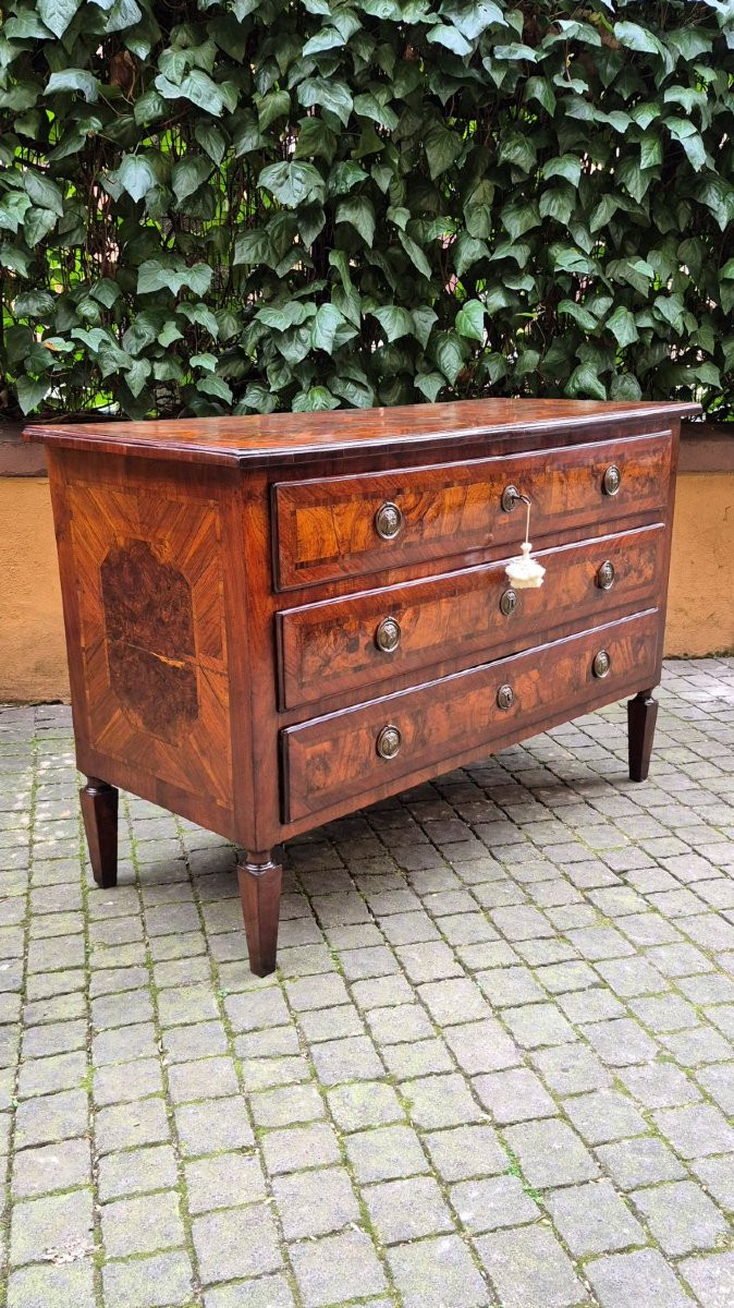 Comò cassettone antico Luigi XVI emiliano lastronato e filettato-photo-3
