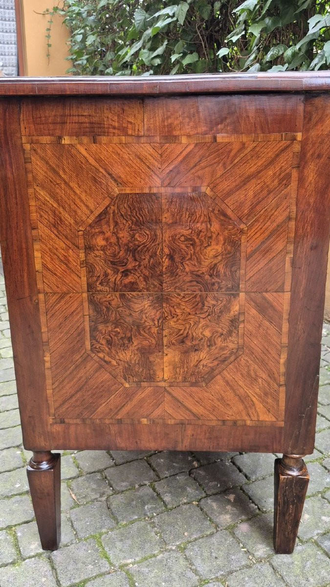 Comò cassettone antico Luigi XVI emiliano lastronato e filettato-photo-2