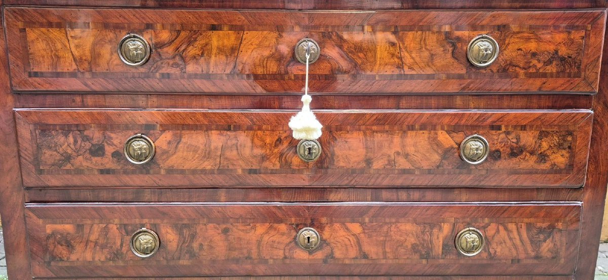 Comò cassettone antico Luigi XVI emiliano lastronato e filettato-photo-4