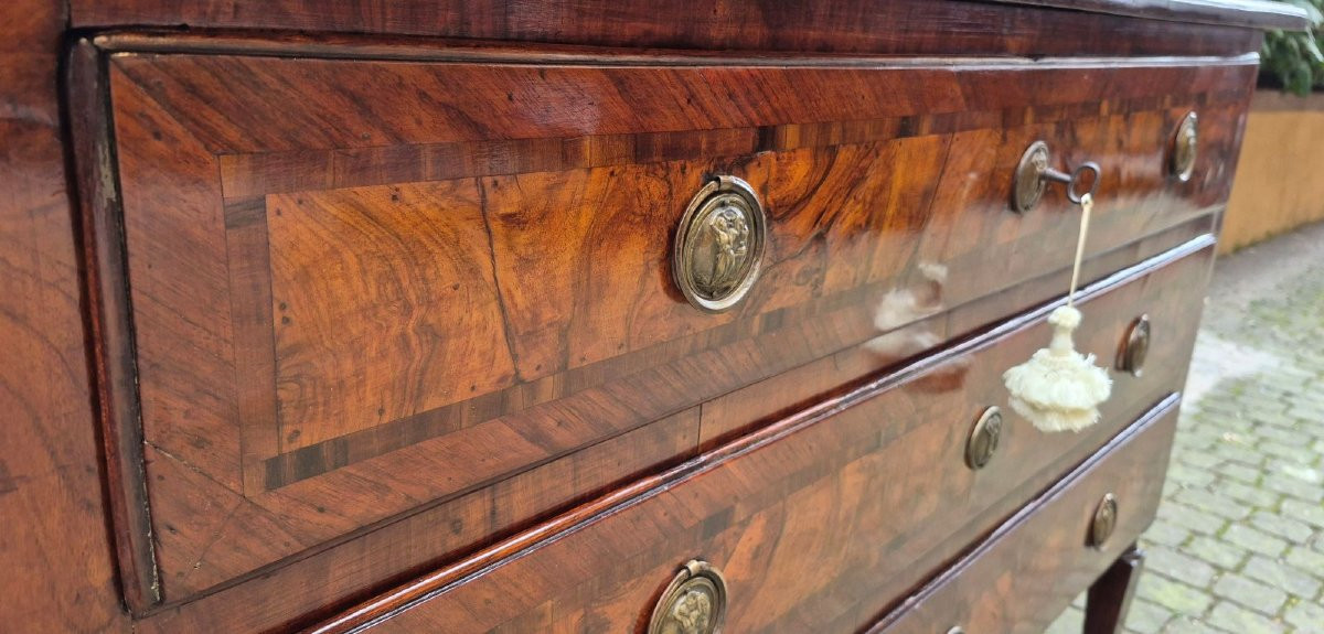 Comò cassettone antico Luigi XVI emiliano lastronato e filettato-photo-5