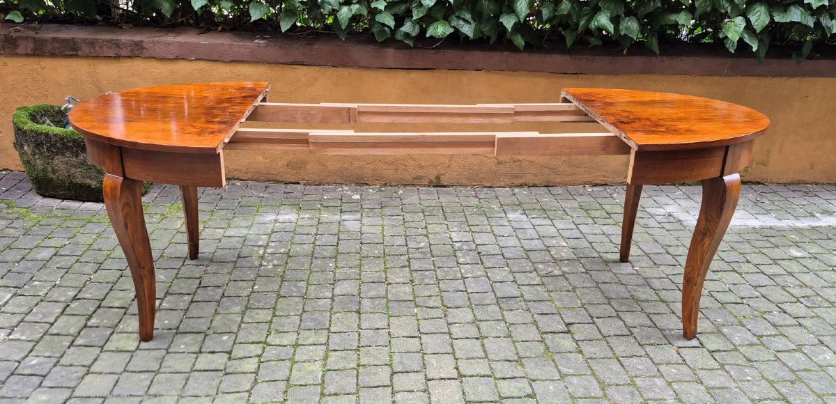 Tavolo ovale antico allungabile in radica di noce-photo-2