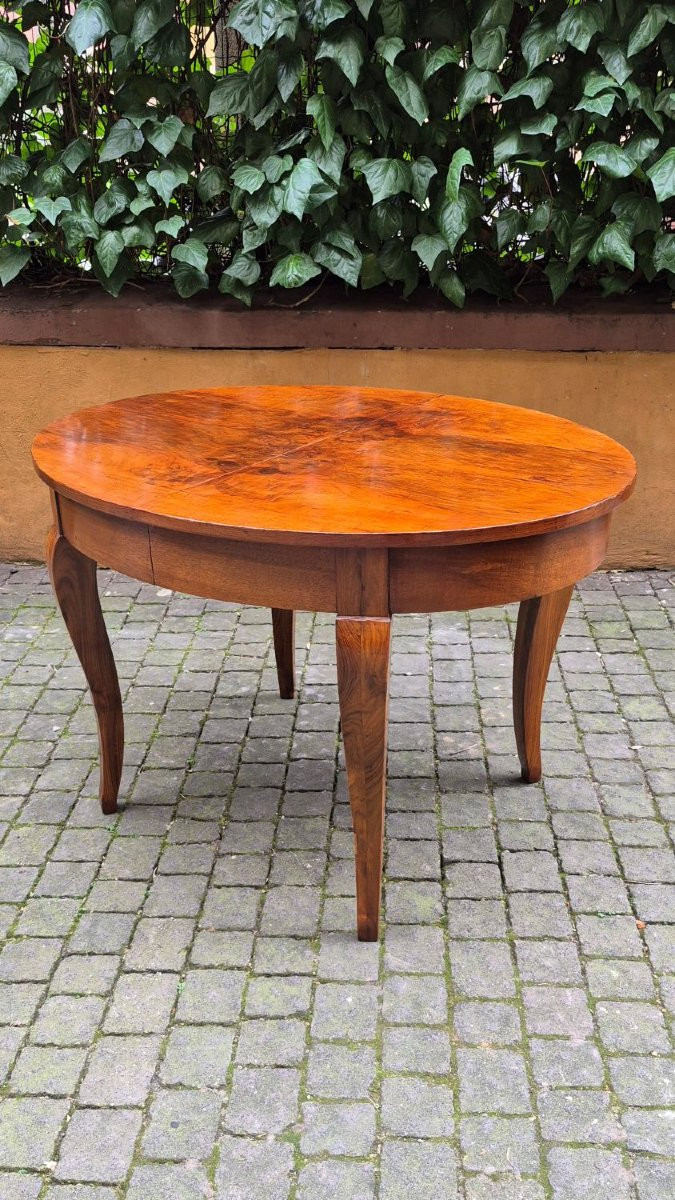 Tavolo ovale antico allungabile in radica di noce-photo-4