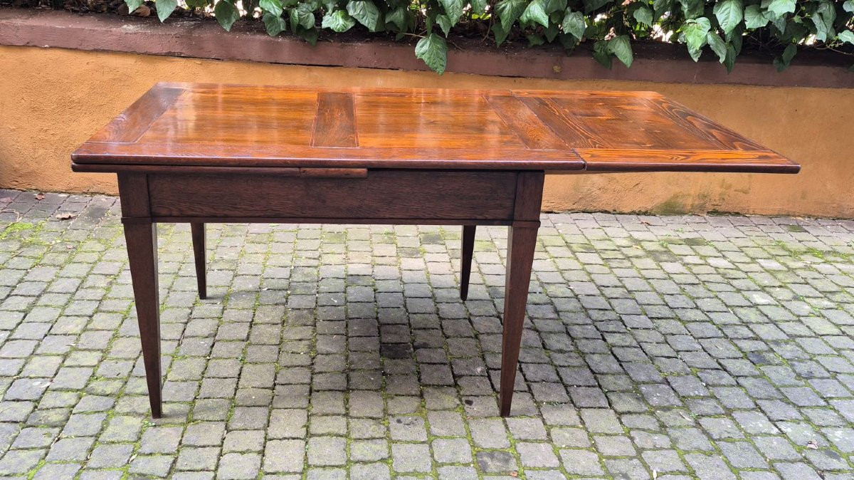 Tavolo antico allungabile a tiro dell'800 con gambe a spillo-photo-3