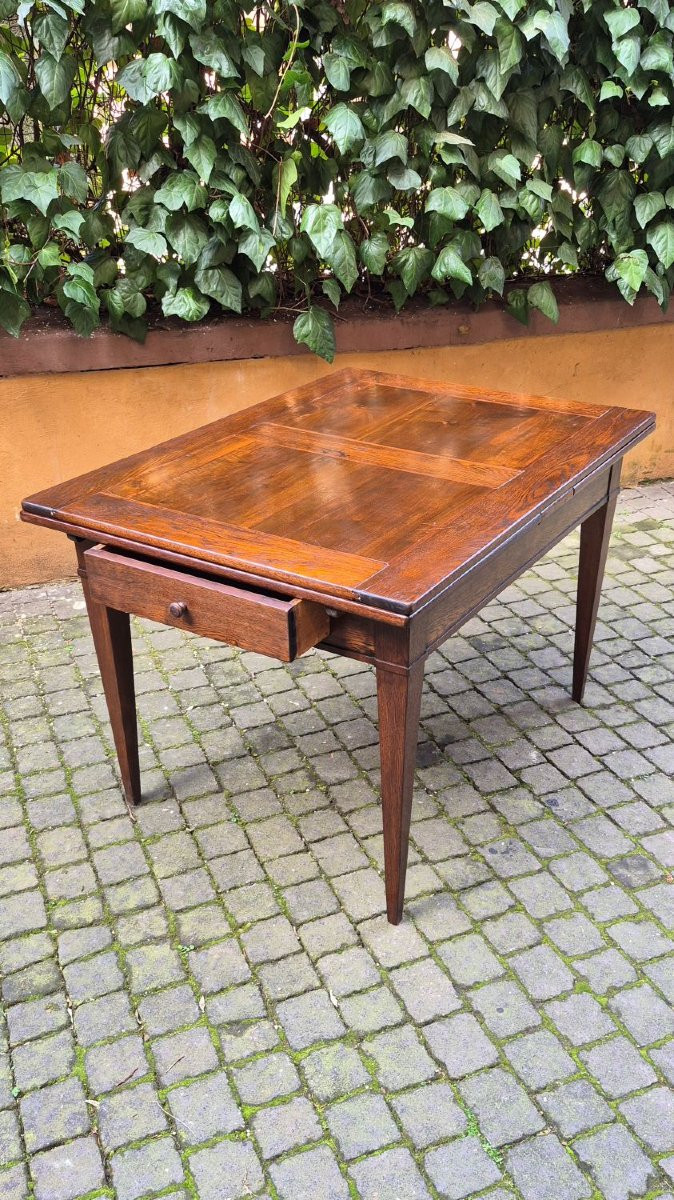 Tavolo antico allungabile a tiro dell'800 con gambe a spillo-photo-4