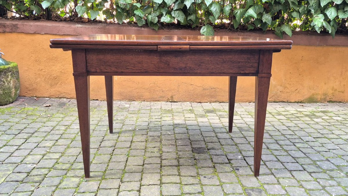 Tavolo antico allungabile a tiro dell'800 con gambe a spillo-photo-1