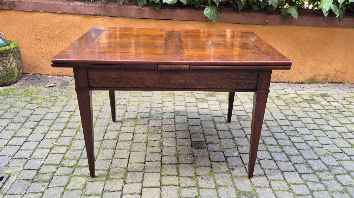 Tavolo antico allungabile a tiro dell'800 con gambe a spillo-photo-2