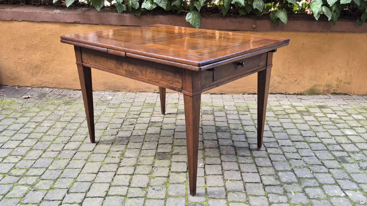 Tavolo antico allungabile a tiro dell'800 con gambe a spillo-photo-3