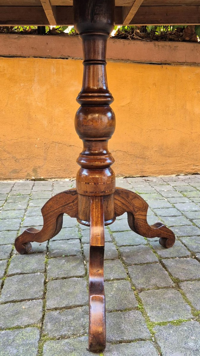 Tavolino rettangolare antico di Rolo con intarsio Mercurio-photo-4