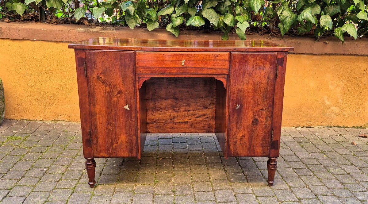 Piccola scrivania antica Luigi XVI intarsiata-photo-2