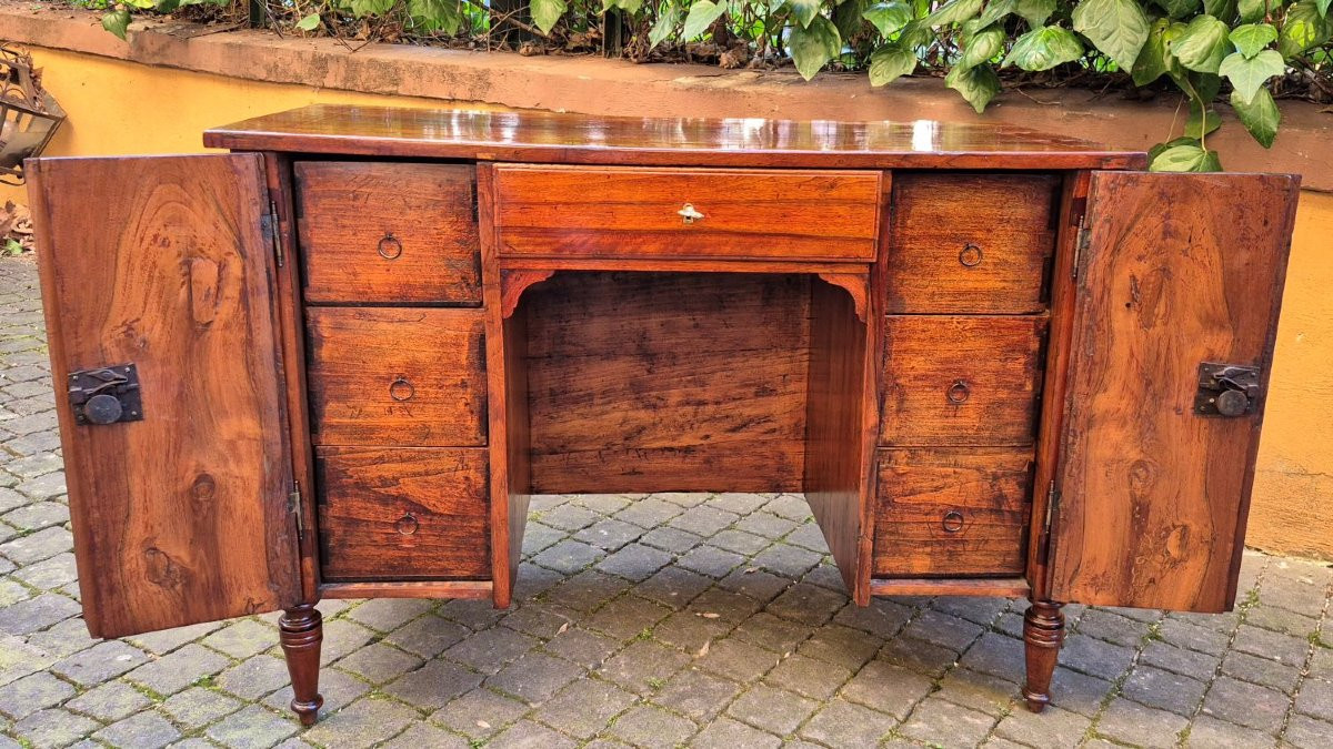 Piccola scrivania antica Luigi XVI intarsiata-photo-3