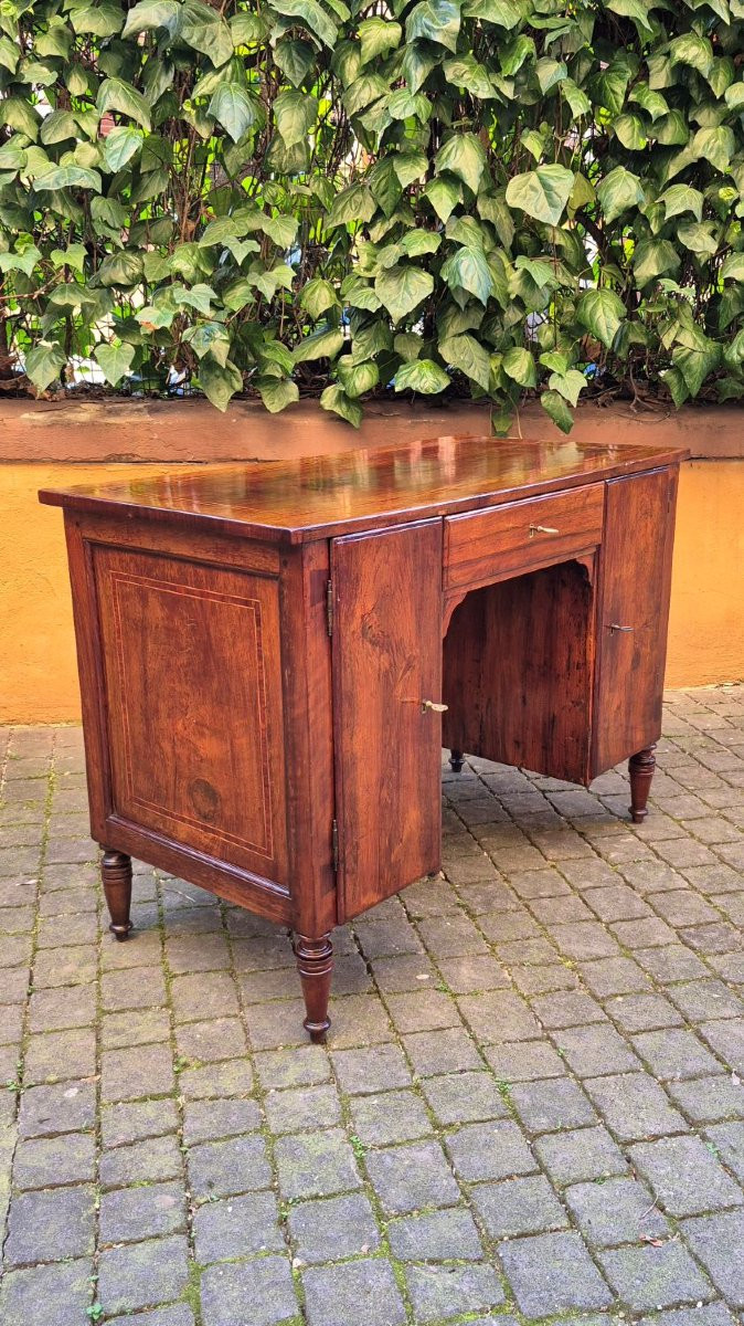 Piccola scrivania antica Luigi XVI intarsiata-photo-4