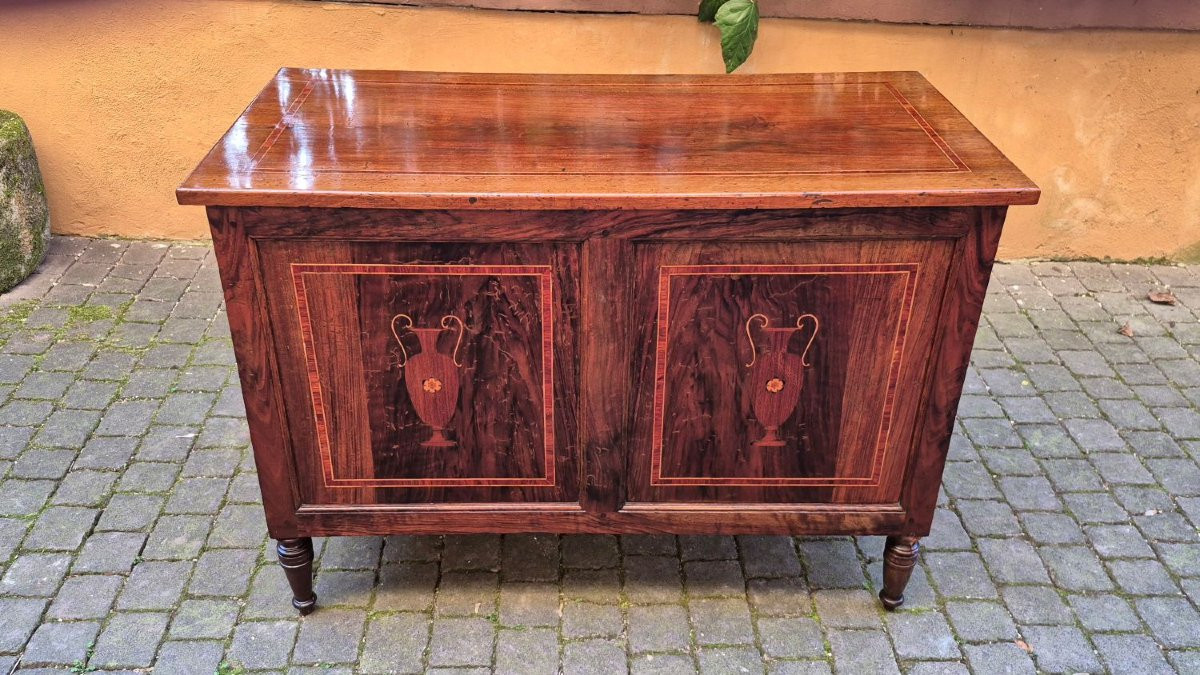 Piccola scrivania antica Luigi XVI intarsiata-photo-4