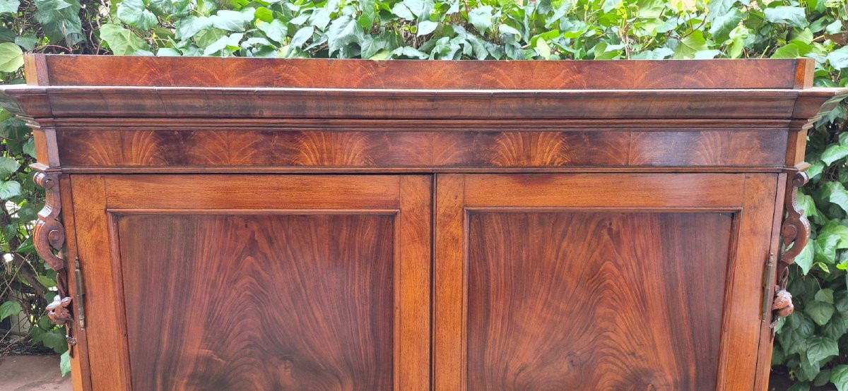 Armadio antico emiliano in noce con ghirlande intagliate-photo-4