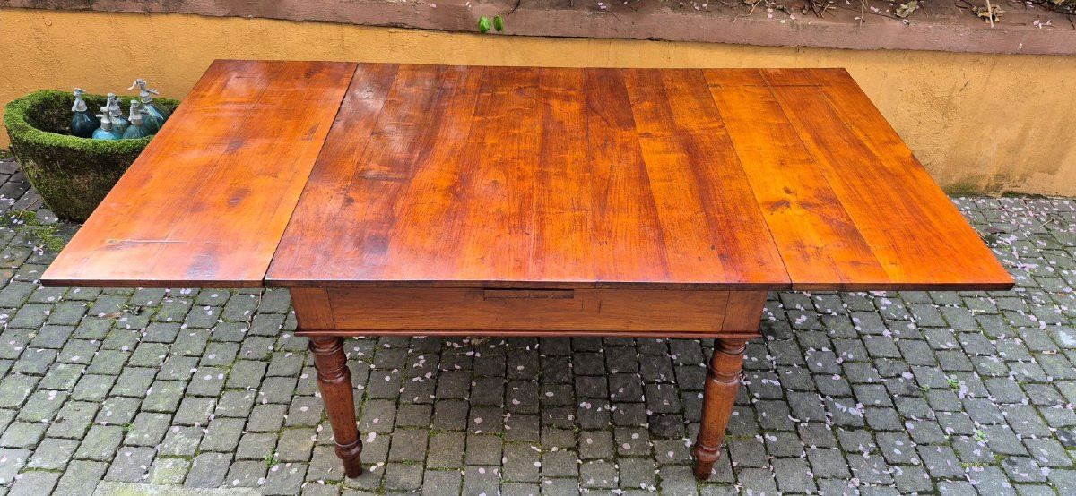 Tavolo antico quadrato allungabile a tiro emiliano in ciliegio-photo-3