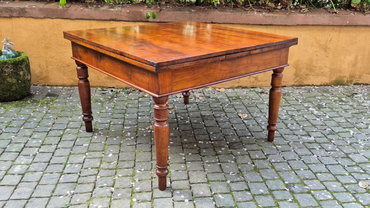 Tavolo antico quadrato allungabile a tiro emiliano in ciliegio-photo-4