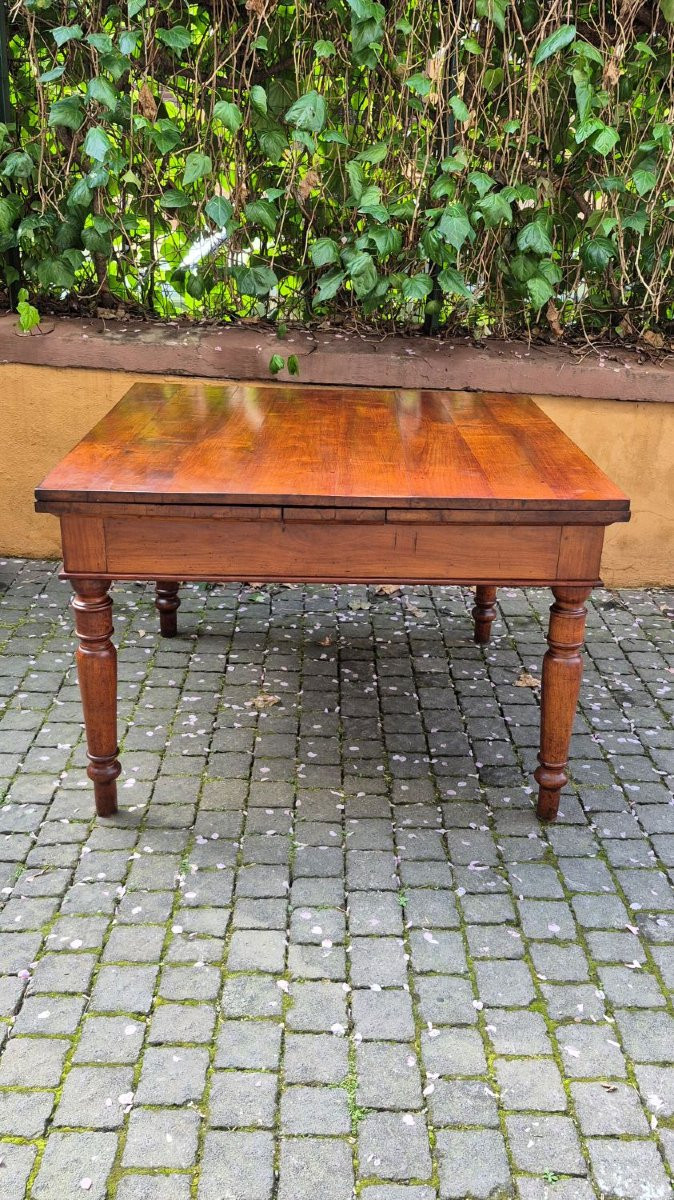 Tavolo antico quadrato allungabile a tiro emiliano in ciliegio-photo-1