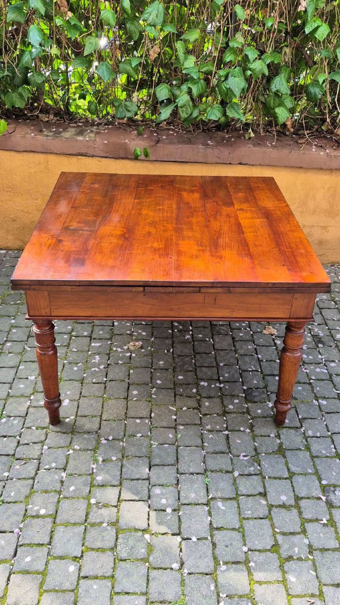 Tavolo antico quadrato allungabile a tiro emiliano in ciliegio-photo-2