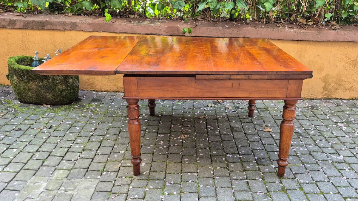 Tavolo antico quadrato allungabile a tiro emiliano in ciliegio-photo-3